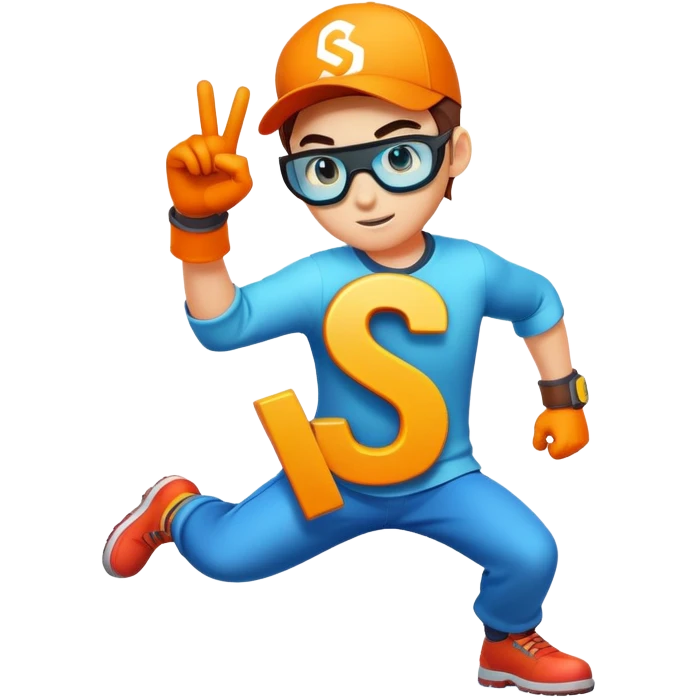 Cool gaming character avatar with letter S emoji