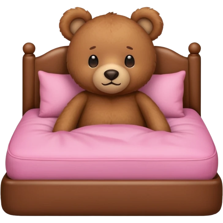 Brown Teddy bear in pink bed emoji