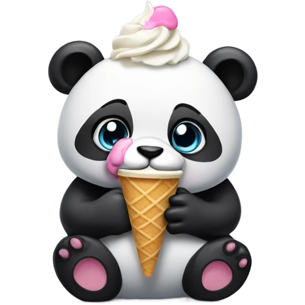 Panda eating ice cream emoji