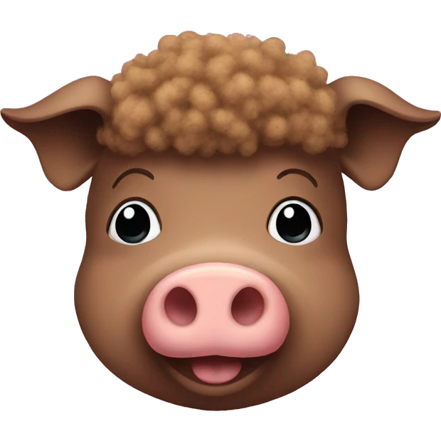 brown pig with afro emoji