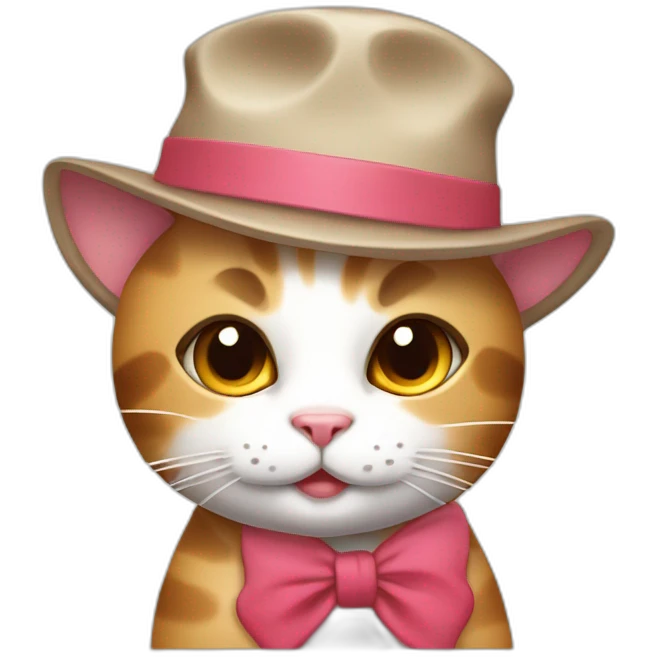 Kawaii cat artist in hat with palette and brush so it can be used as a mouse cursor emoji