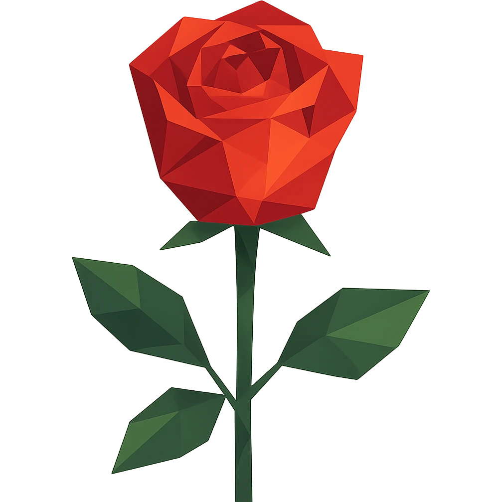 rose in polygonal low-poly style with geometric shapes emoji