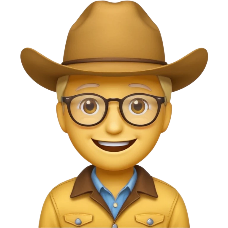 smiley emoji wearing a cowboy hat and glasses emoji