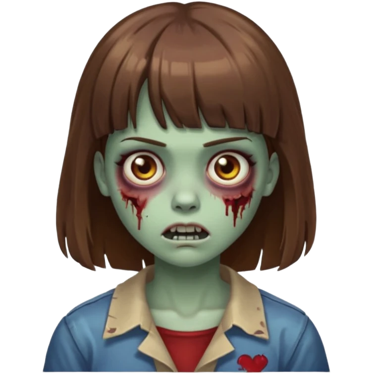 Make a zombie girl emoji with bangs and brown hair emoji