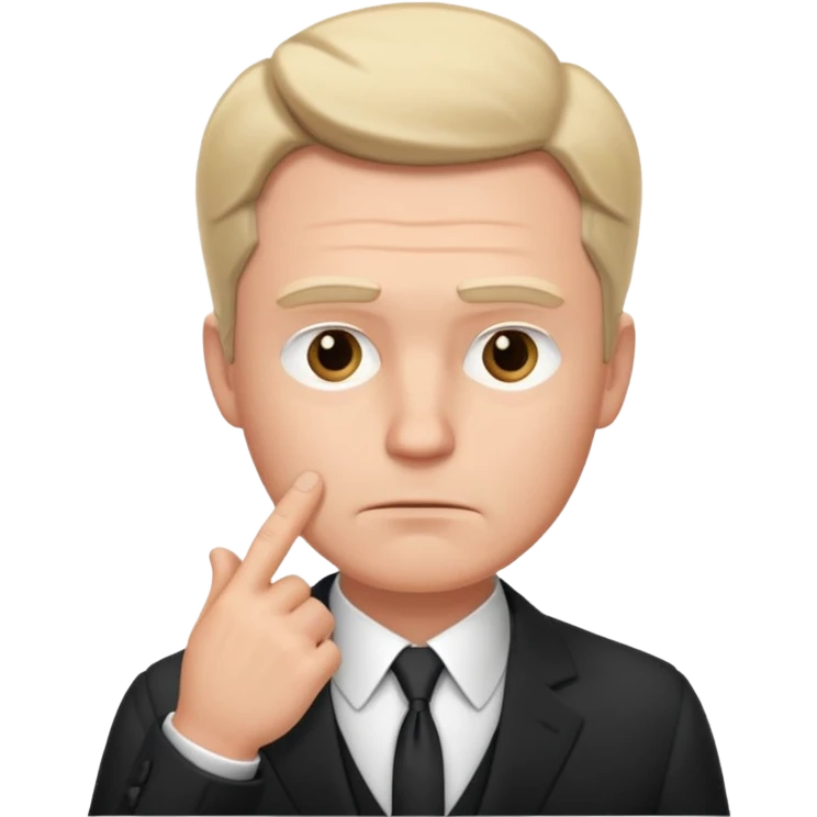 white man in formal suit in thought, shows something with his hand emoji