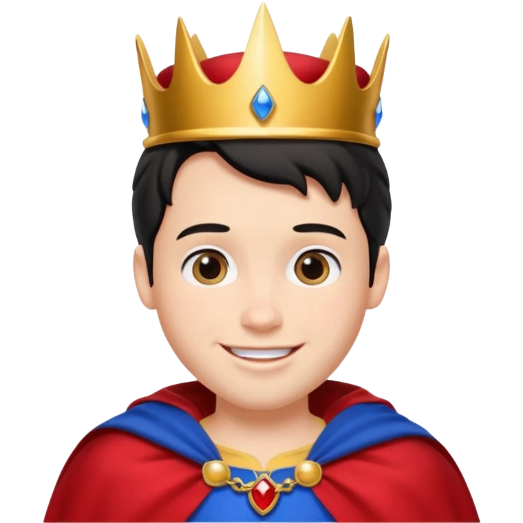 Snow White’s Prince Disney, smiling, wearing a red cape, golden crown emoji