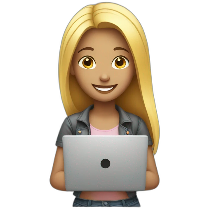smiling girl with laptop emoji