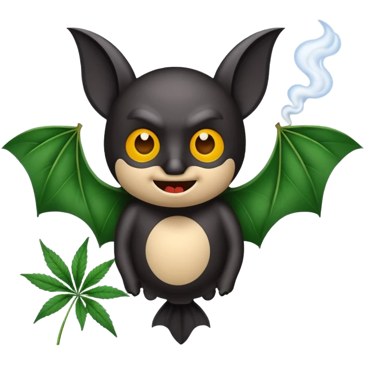 Bat smoking a marijuana jointwhile flying  emoji