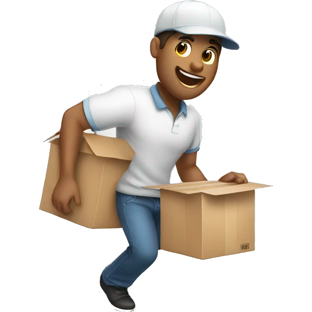 white delivery guy joggling with packages emoji