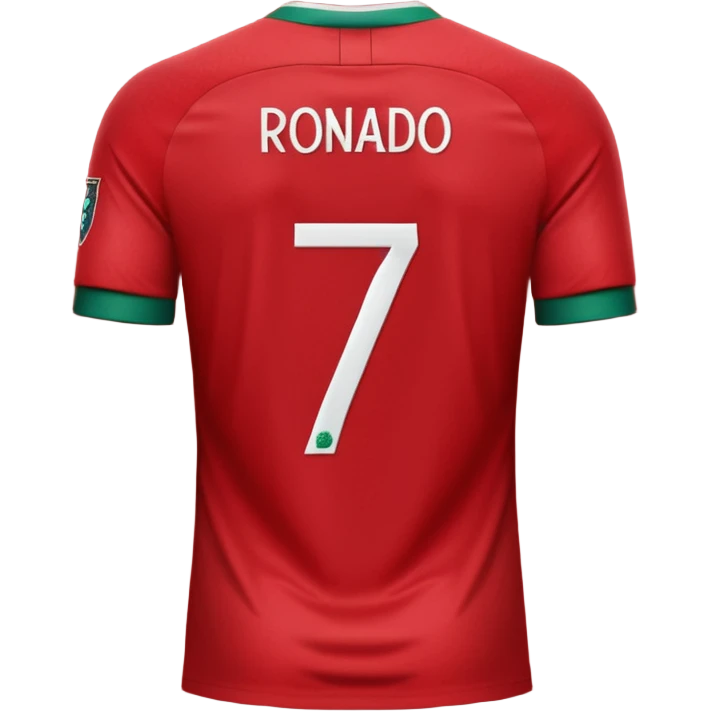 Create back side jersey of Portugal football team of red colour. Name "RONALDO" jersey no 7. emoji