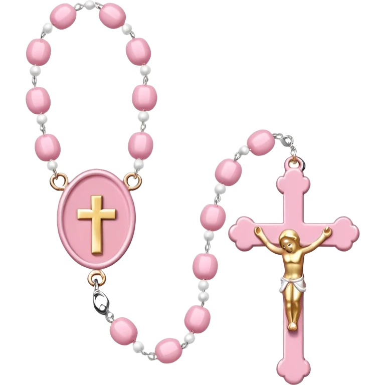 Beautiful  baby pink catholic rosary emoji