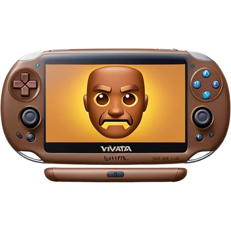 Clash of Clans aesthetic: Cinematic Playful PlayStation Vita Portrait Emoji, rendered in a 3D vector-style similar to standard emojis with minimal shading and bold, simplified shapes. A compact, distinct form with signature details, softly glowing with a cutting-edge console technology charm. Simplified yet unmistakably iconic, highly detailed and consistent, glowing with a soft radiance and high shine. Stylized with a touch of technological advancement and a soft glowing outline, capturing the essence of a beloved gaming relic with a friendly, playful manner! emoji