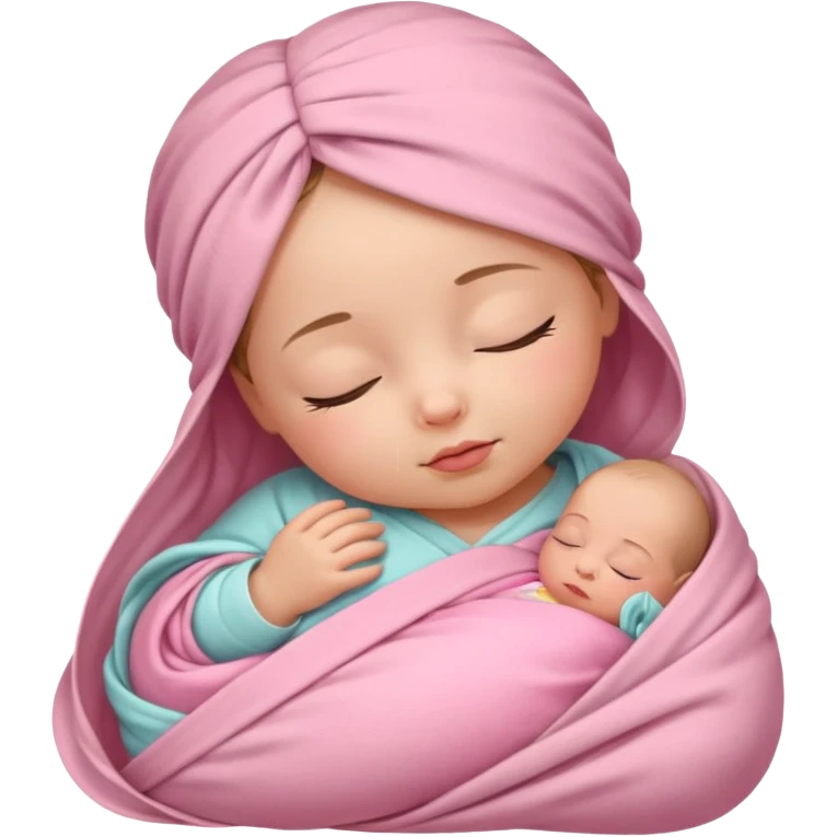 Newborn girl sleeping baby swaddled in pink emoji