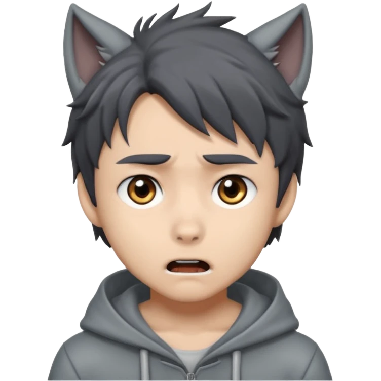 Wolf Anime Boy scared emoji