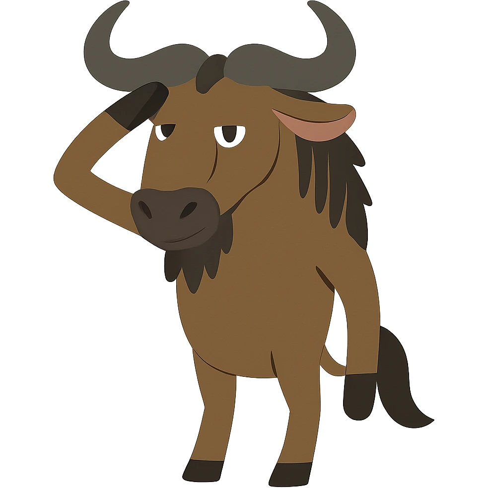 flat toon style gnu saluting emoji