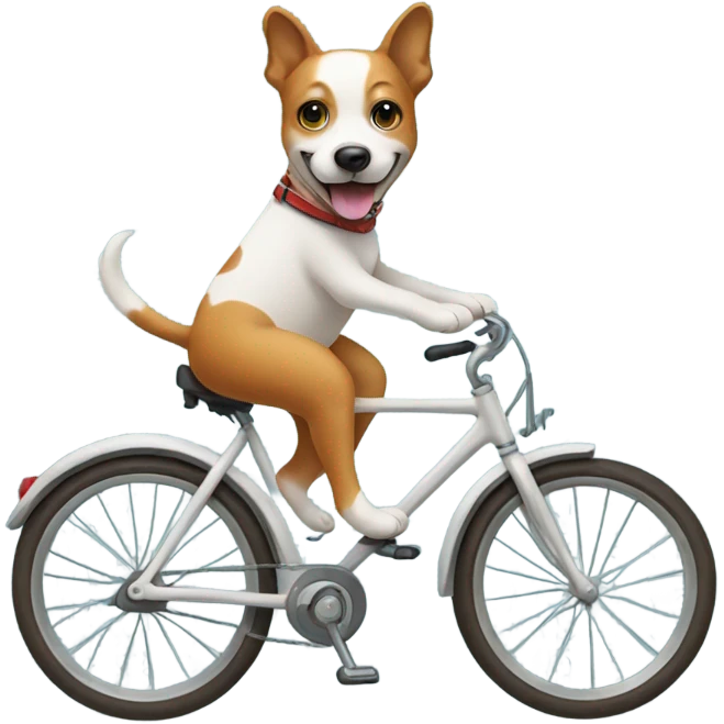 A dog riding a bike emoji