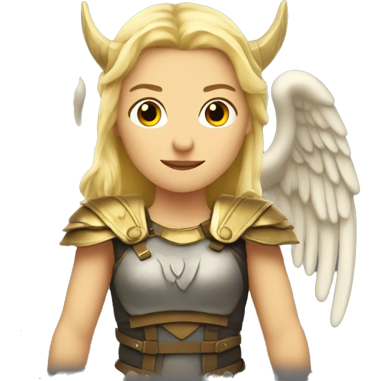 blond Valkyrie with wings and horn emoji