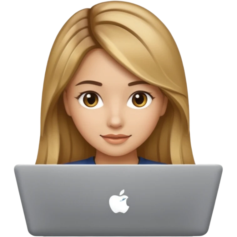 Pretty girl with medium long, light golden/brownish balayage hair, Latina, with a laptop, AI-generated emoji. emoji