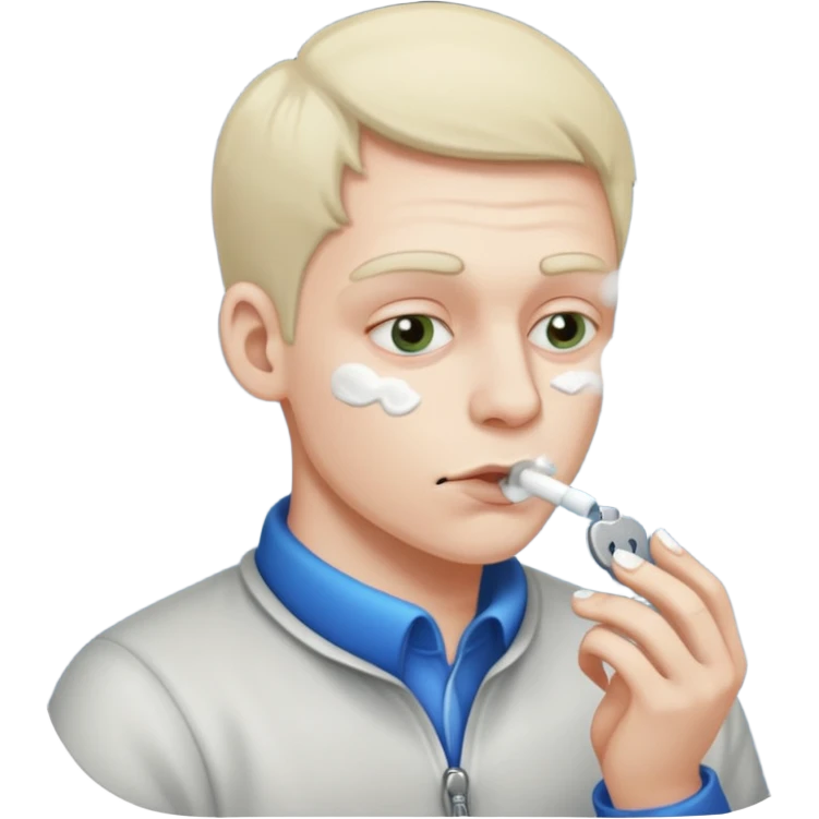 A man snorting white powder off of a key emoji