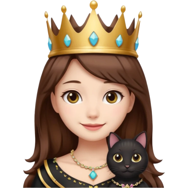 queen black cat kawaii brown hair girl emoji
