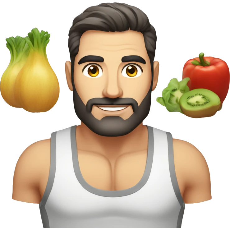 attractive and healthy nutritionist, ripped, stylish armenian man, portrait close up emoji