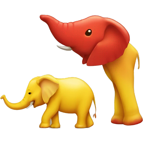 Yellow elephant and a red trunk emoji