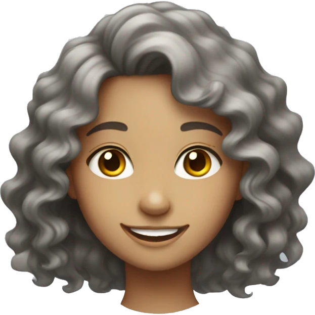 Smiling girl with a wavy hair and grey eyes  emoji