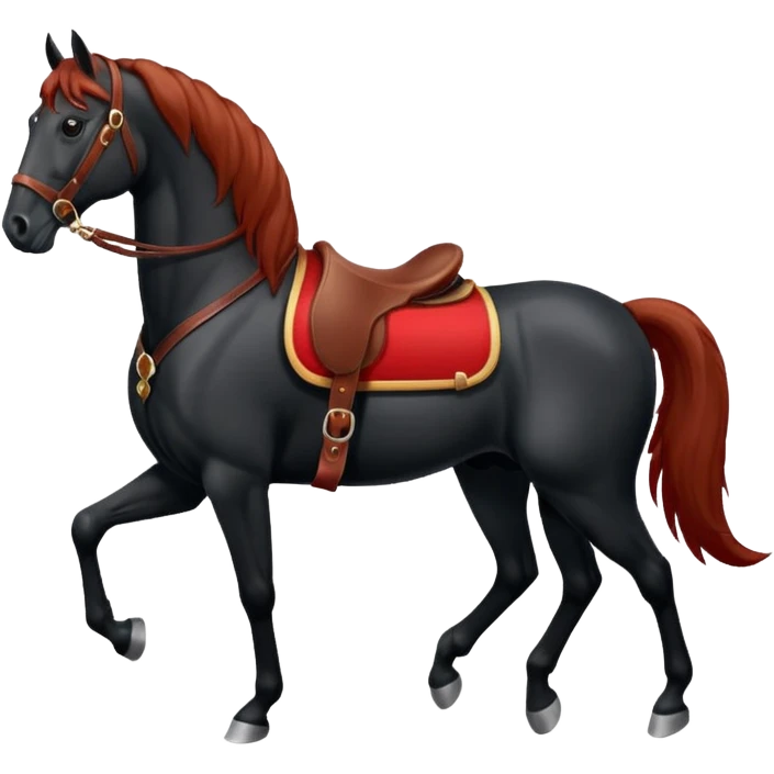 Black horse with red saddle  emoji