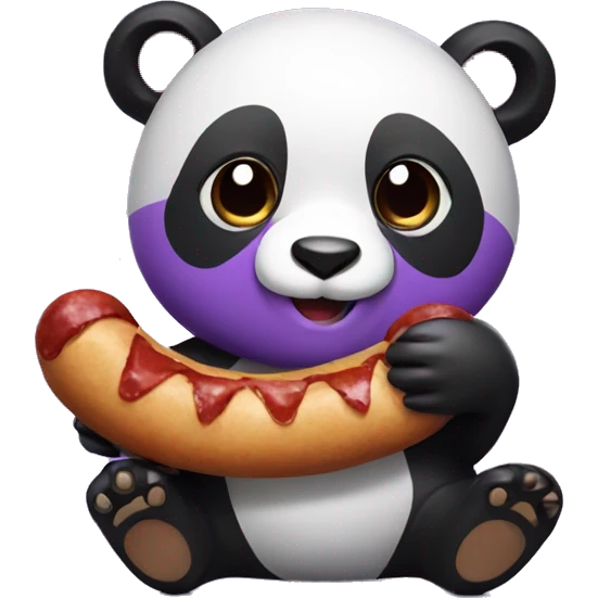 Purple panda holding a sausage  emoji
