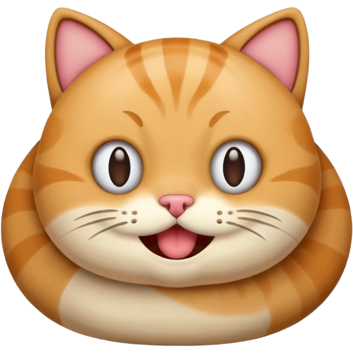 funny emoji-style cat pooping, round shapes emoji