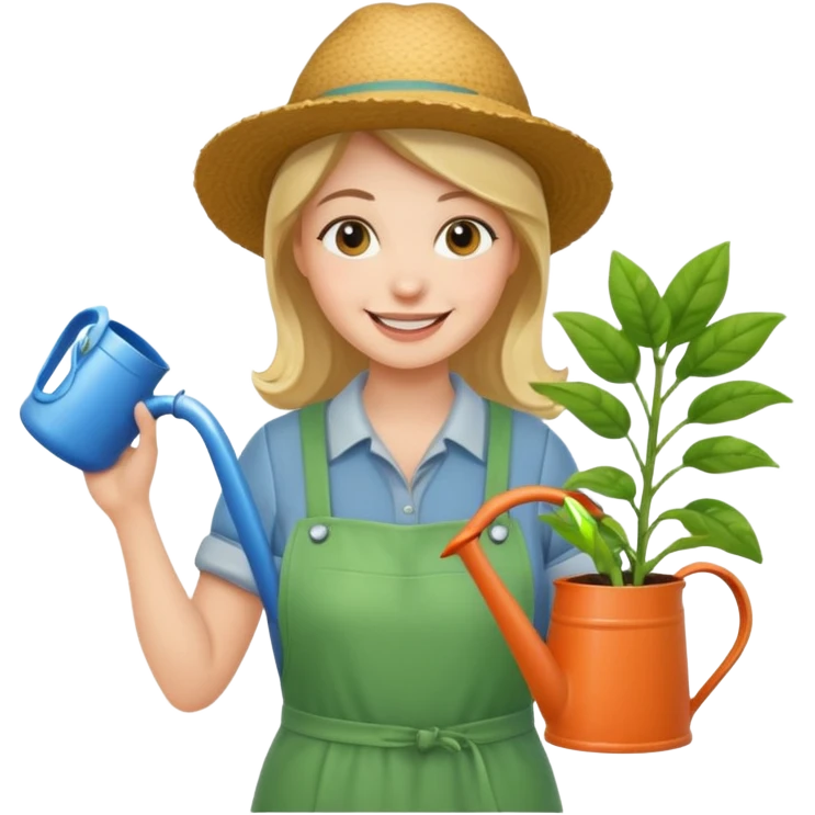 woman gardener with watering pot emoji