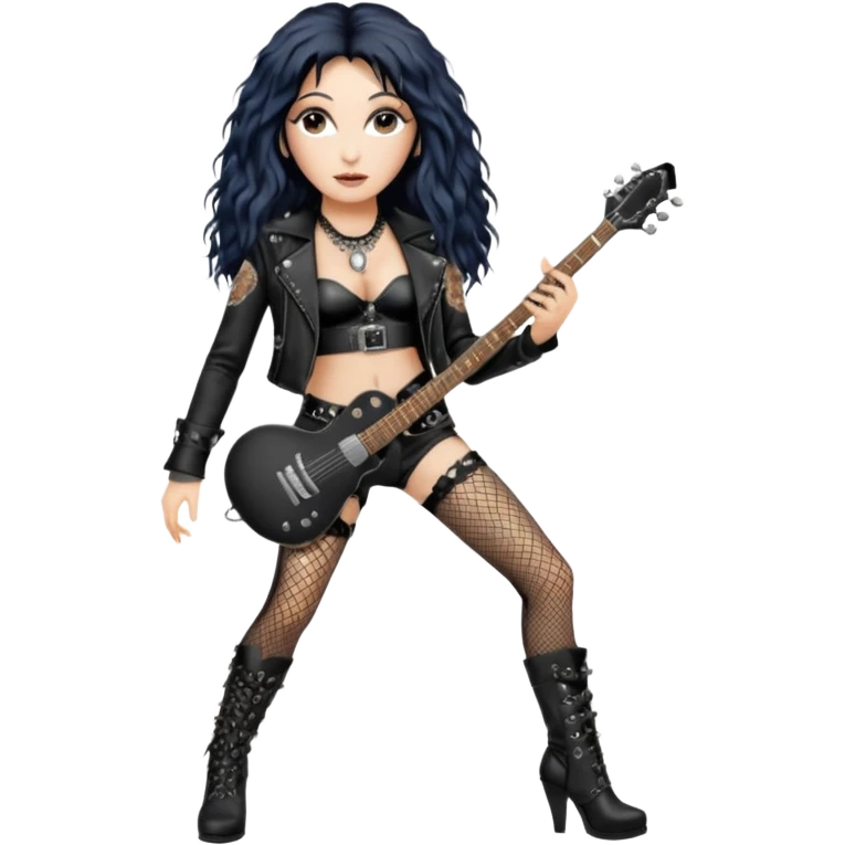 realistic cinematic singer Cher in a typical rocker's attractive outfit with leather and lace, half-naked as in the video If I Could Turn Back Time emoji