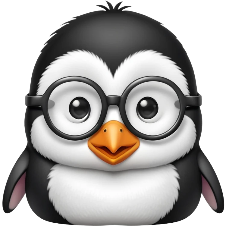Cute pinguin with glasses emoji