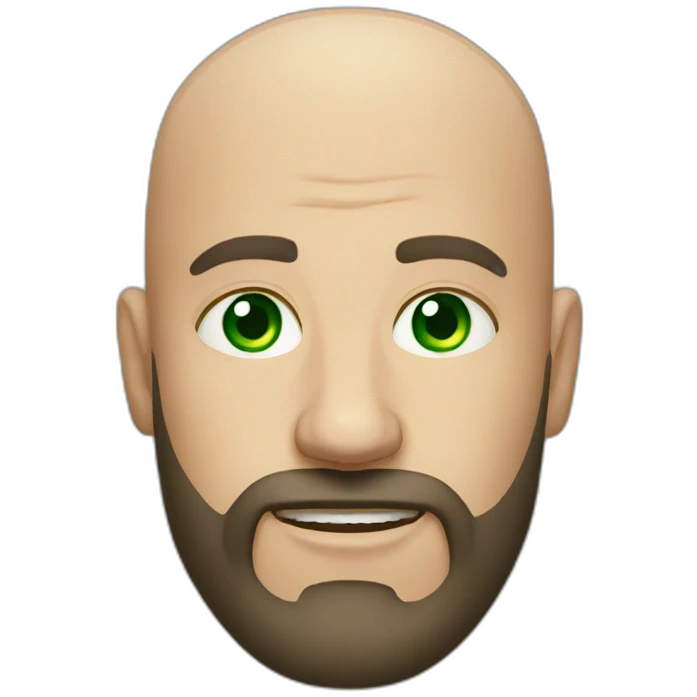 Bald beard man green eyes side eye emoji