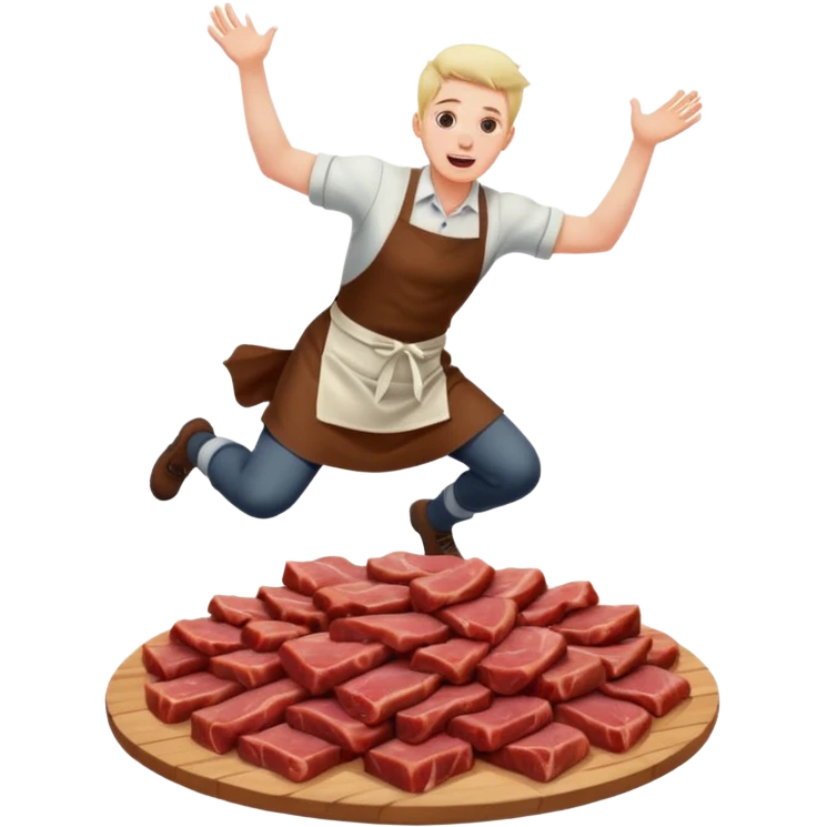 someone jumping on meat emoji