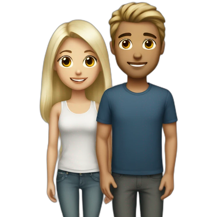 bleached hair girl with brown hair man emoji