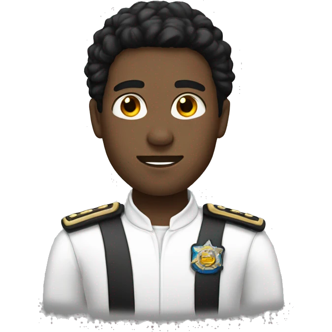 black hair man with white uniform emoji