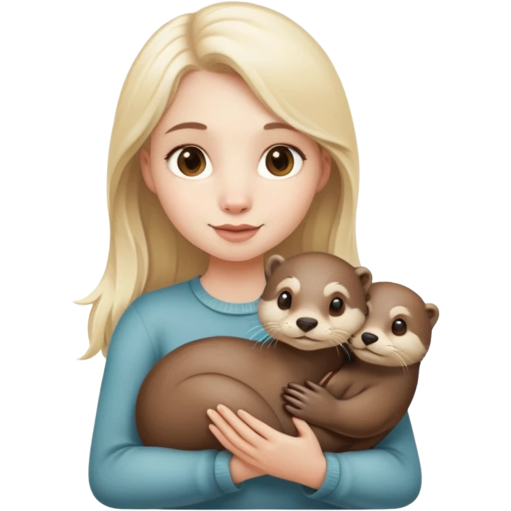 pale blond girl hold otter emoji