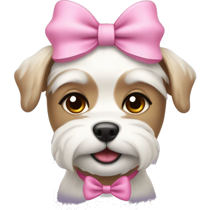 Grandma girl dog with pink bow emoji