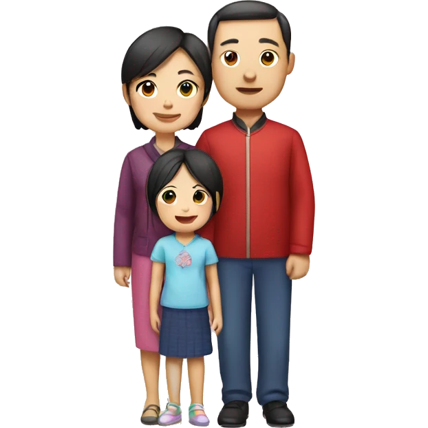 Chinese family with one daughter emoji