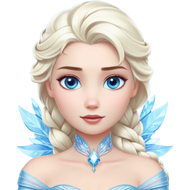 Cinematic Realistic Elsa Portrait, depicted with lifelike skin texture, soft natural lighting, and intricately detailed platinum blonde hair styled elegantly. Her striking, expressive blue eyes exude confidence and grace, complemented by a serene and regal expression. She is dressed in her signature icy attire, with shimmering fabric textures and delicate folds that catch the light beautifully. The portrait features a soft, enchanting glow with a cool, radiant finish, capturing the essence of timeless elegance in a realistic and painterly style, evoking a sense of depth and authenticity. emoji