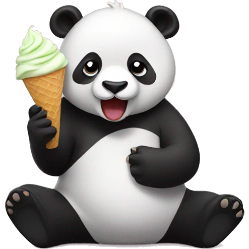 Panda eating ice cream emoji