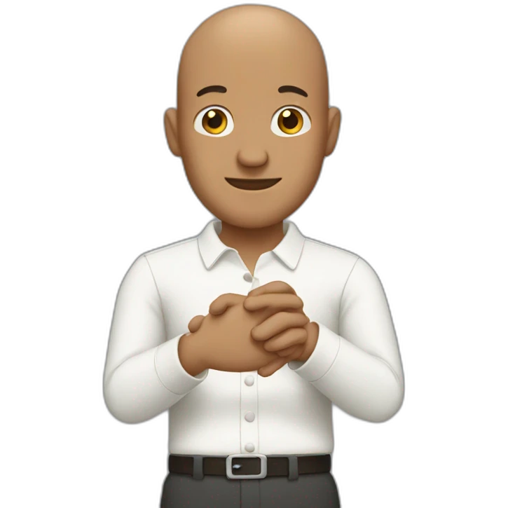 A bald man combining his two hands  emoji