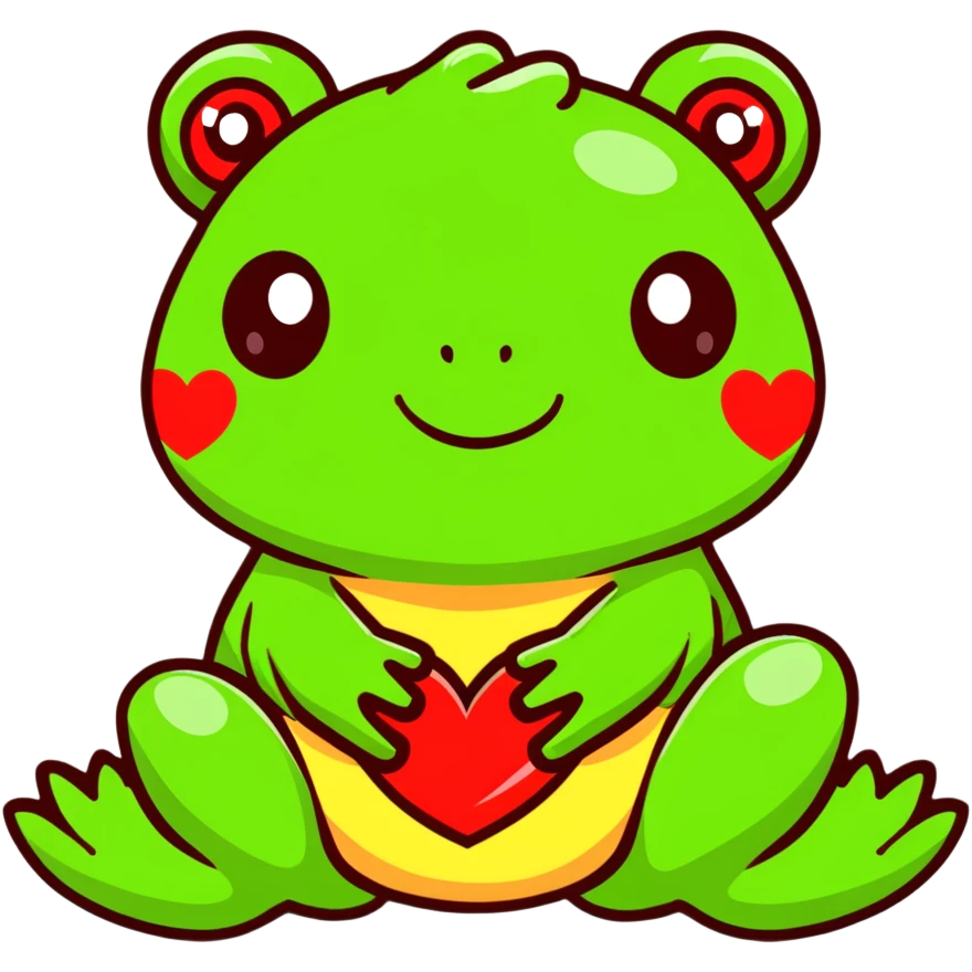 Good morning frog with hearts  emoji