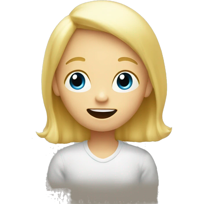 talking blond child with speech bubble near emoji