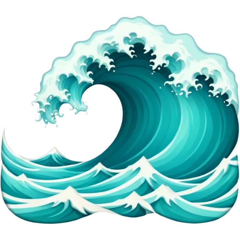 Create a highly polished, 3D game UI–style illustration of a  SEA WAVE emoji