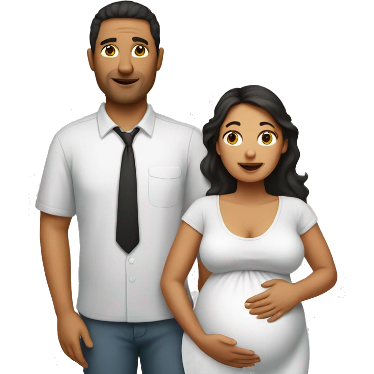 Latin pregnant wife and husband without facial hair emoji