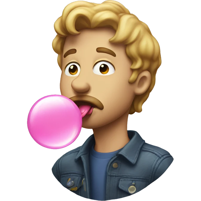 White man blowing bubble gum emoji