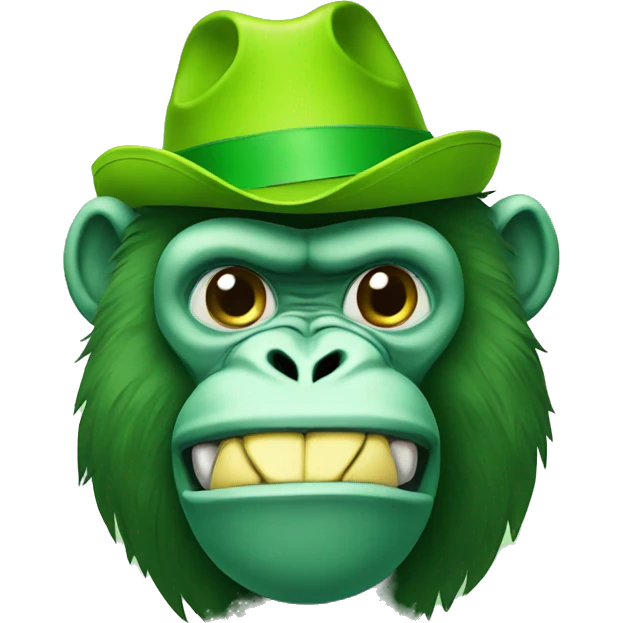 Green gorilla tag character with banana hat emoji
