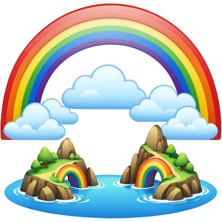 Rainbow Bridge – Arched rainbow connecting flying islands. emoji
